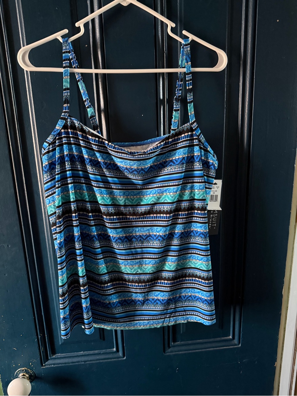 Blue Patterned Women's Camisole Top with Adjustable Straps
